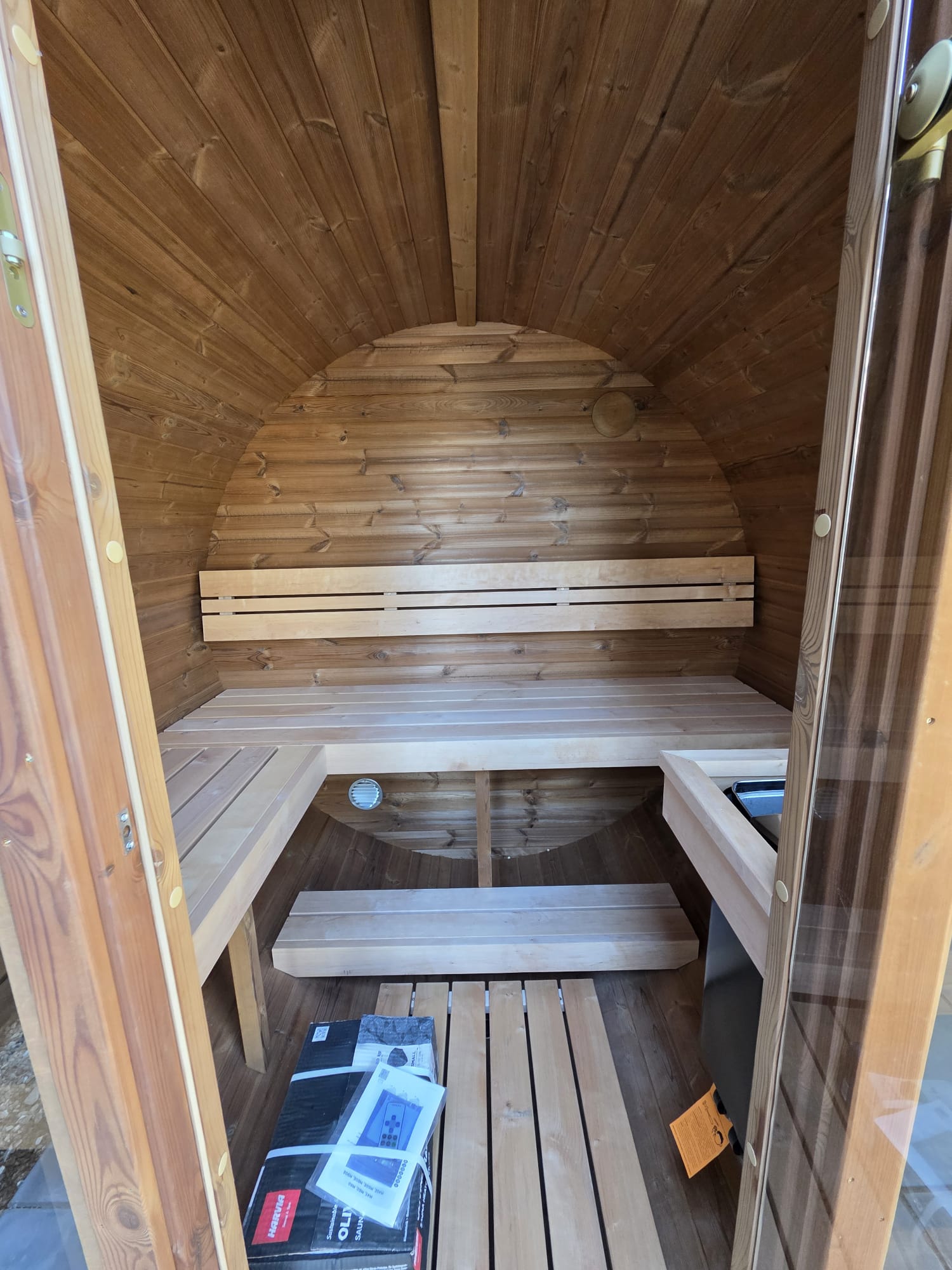 (SKARP TILBUD) Lille termotræ terrasse sauna til 3-4 personer med EL ovn - Billede 2