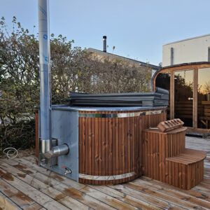 Deluxe afrundet firkantet akryl indsats vildmarksbad med 316 ovn + 3 kw EL varme