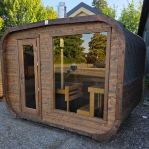 Cool Cube sauna med forrum - Brændeovn
