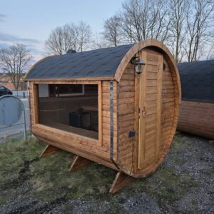Tøndesauna med side-panorama – stærk pris!